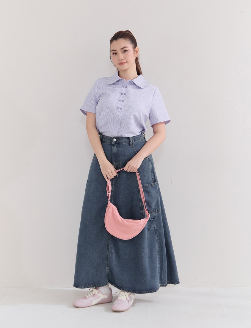 Japanese Style Double-Breasted Plaid Plus Size Shirt