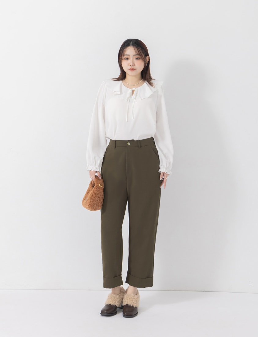 MISS. Boyfriend Style Cropped Cuffed Plus Size Tailored Pants