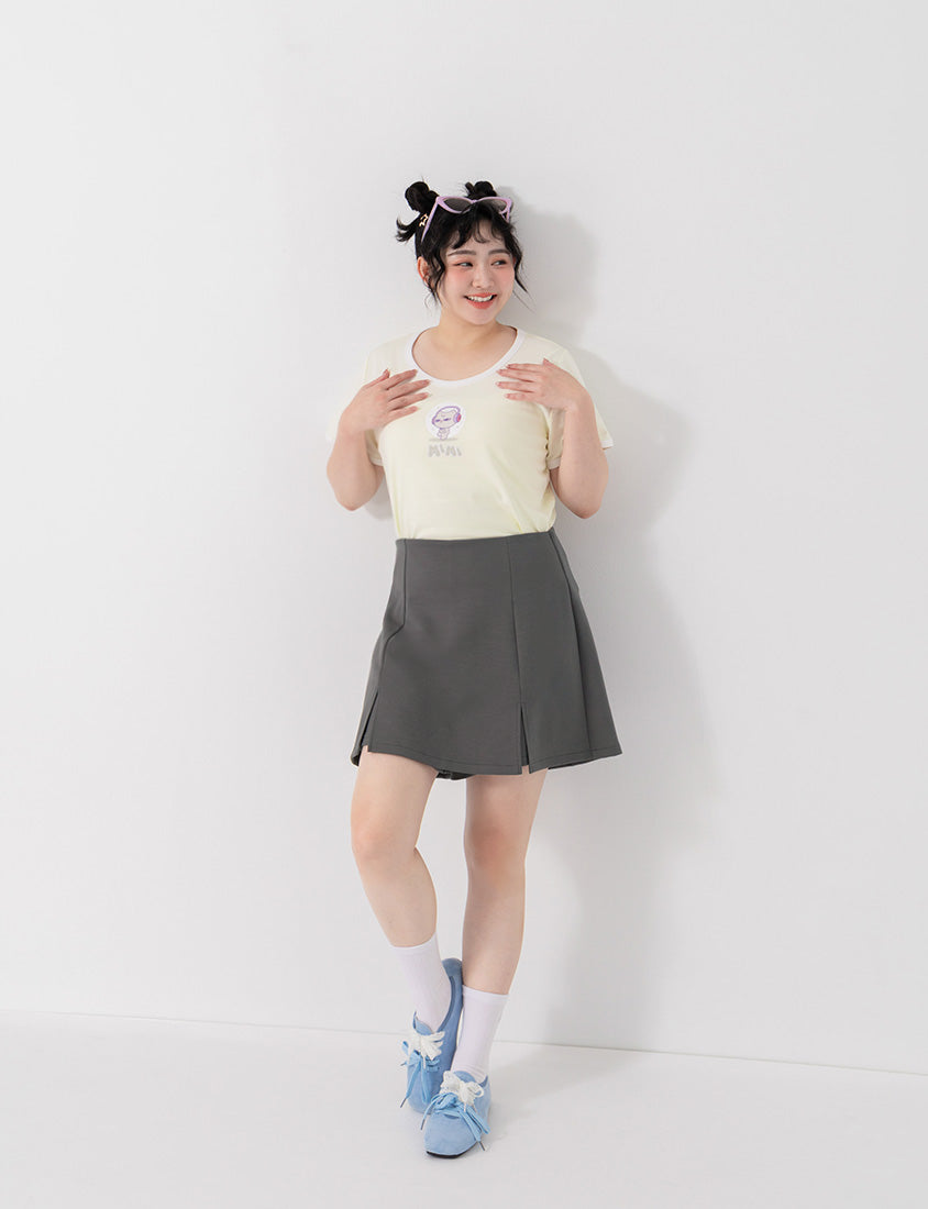 Cloud Cotton A-line Slit Plus Size Skort