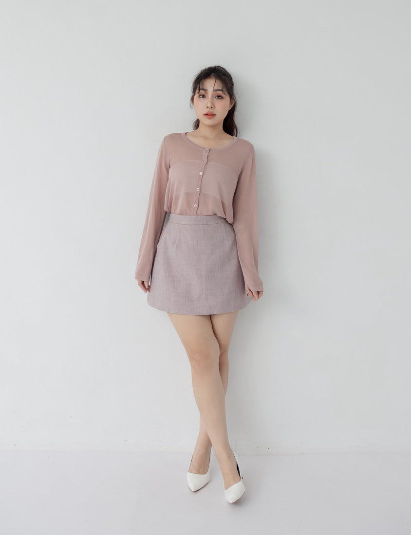 MISS. Crew Neck Fine Ice Silk Semi Sheer Plus Size Cover Up