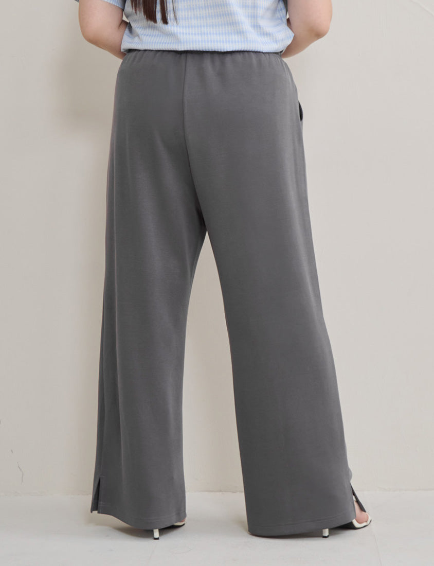 Instant Cool Cloud Cotton Stitch Slit Plus Size Wide Pants