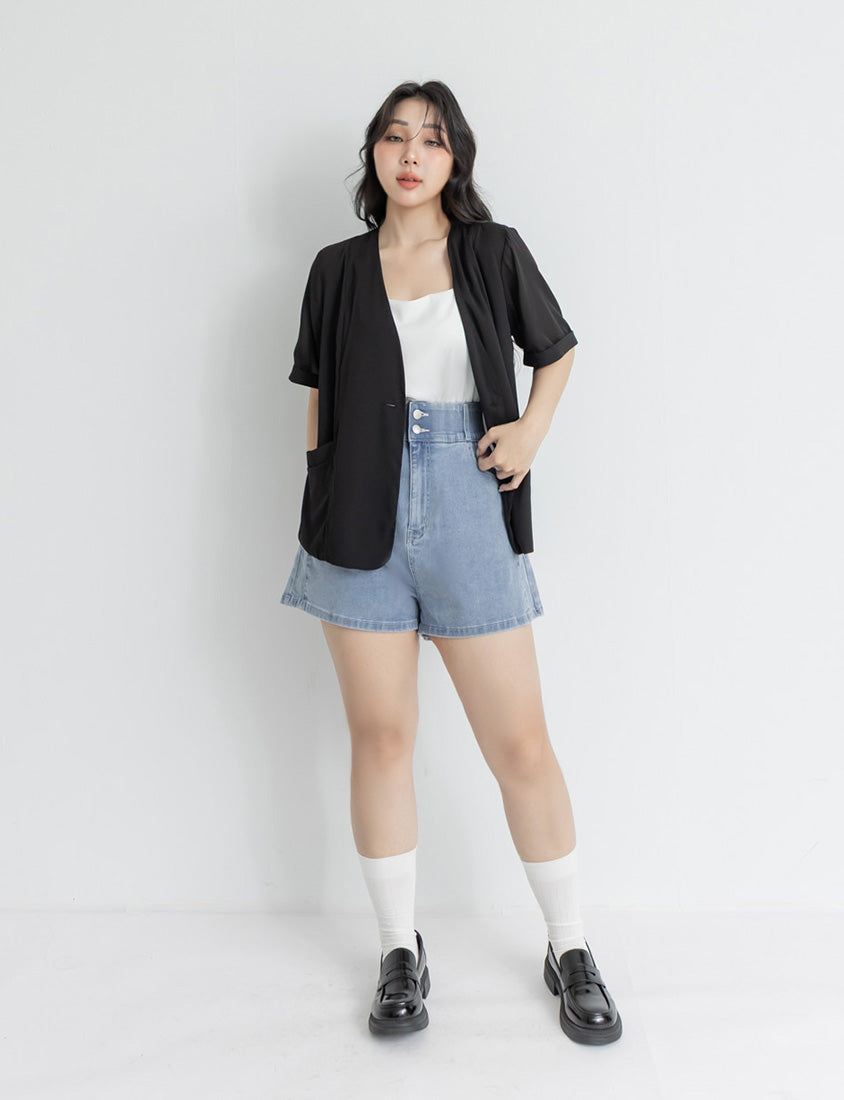 MISS. Sheer Chiffon Tailored Plus Size Blazer