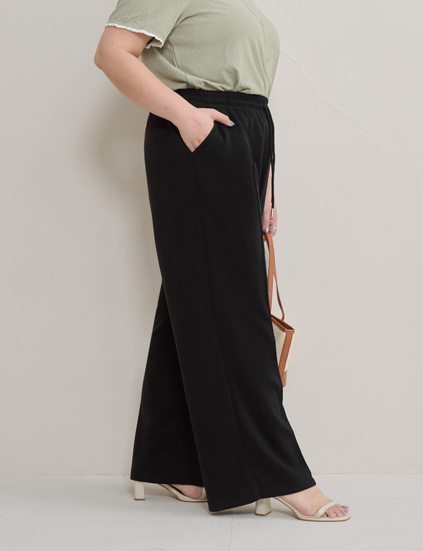 Instant Cool Cloud Cotton Stitch Slit Plus Size Wide Pants