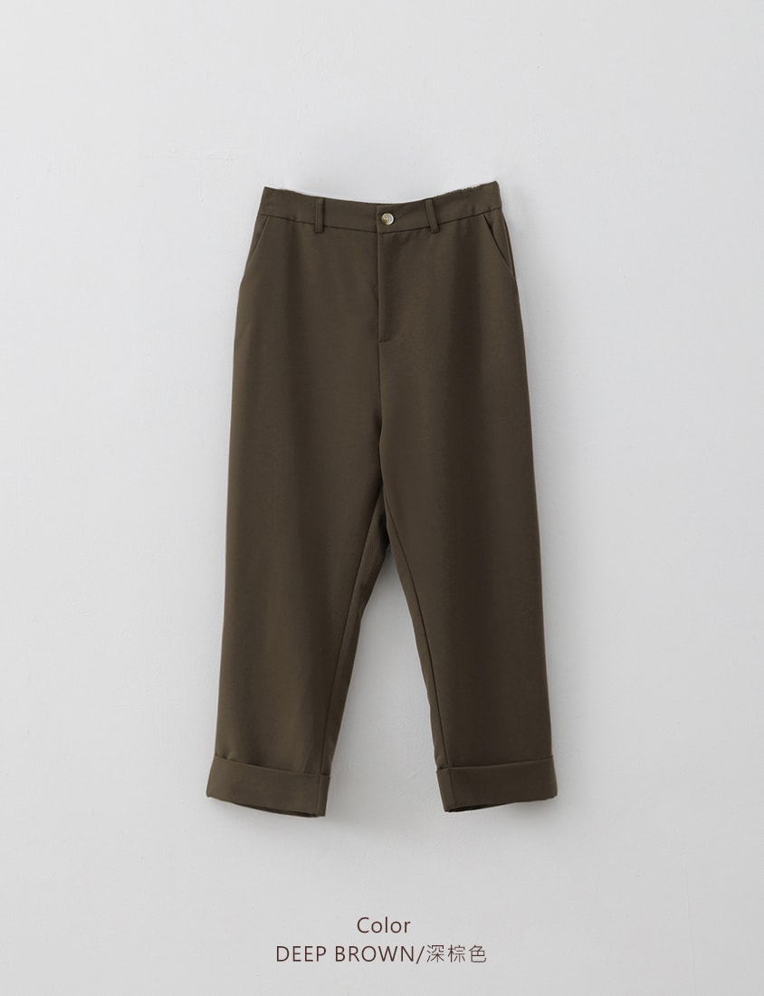 MISS. Boyfriend Style Cropped Cuffed Plus Size Tailored Pants