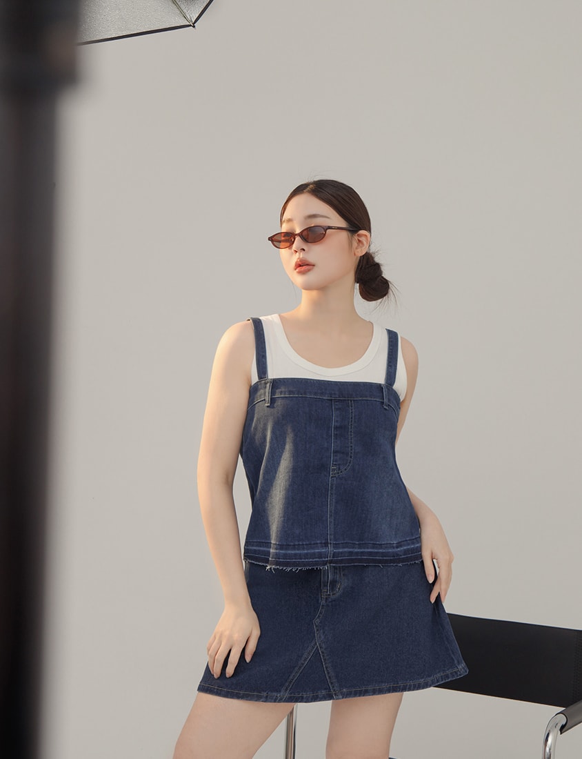 Ultra High Waist Tummy Flattering Plus Size A-Line Denim Skirt