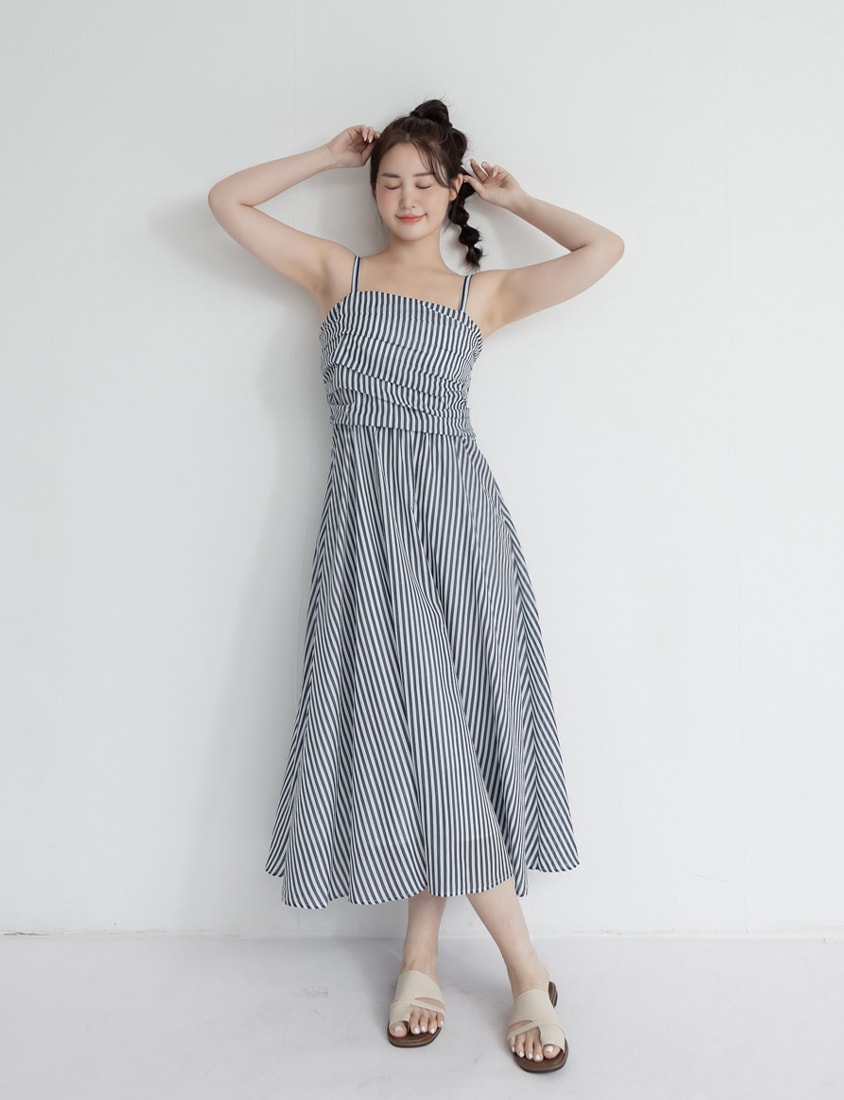 Vacay Stripe Adjustable Strap Plus Size Maxi Dress