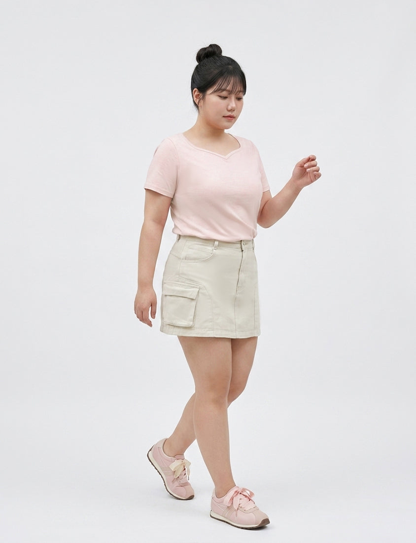 Upgraded 2.0! Sweetheart Neckline Plus Size Slim Tee
