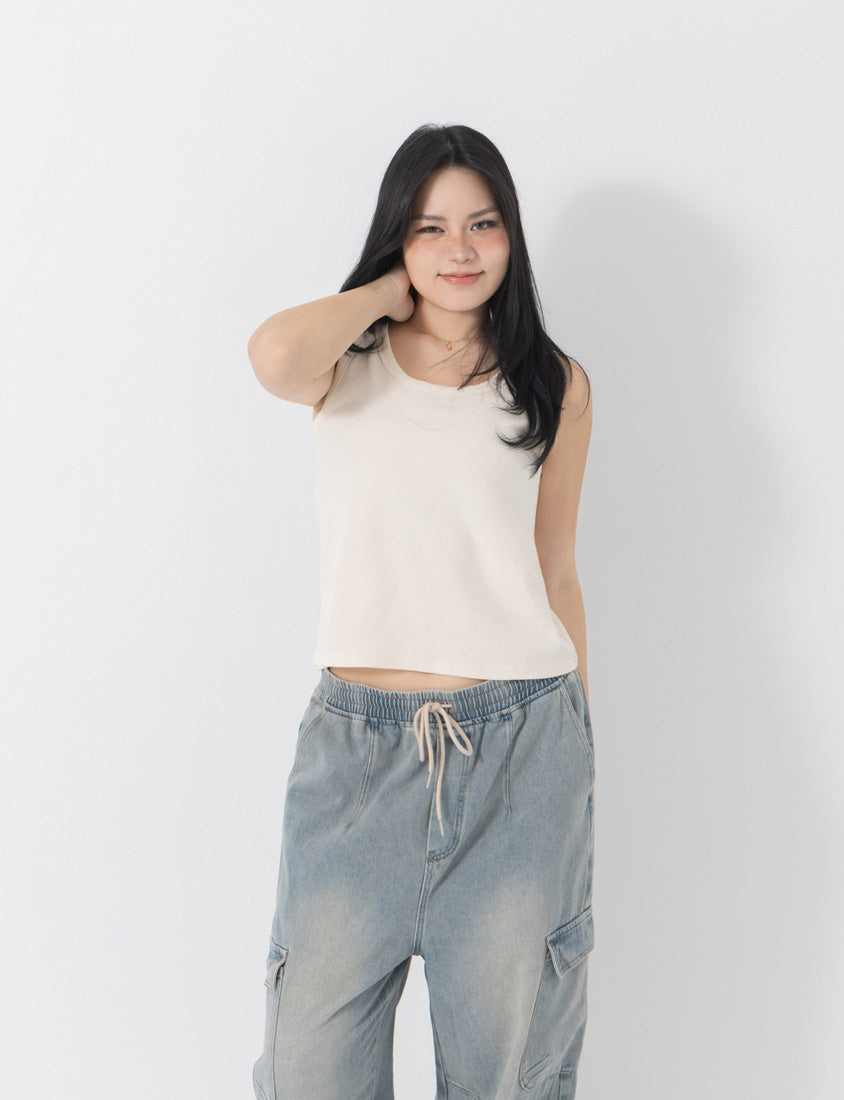Basic Ribbed Sleeveless Plus Size Tank Top