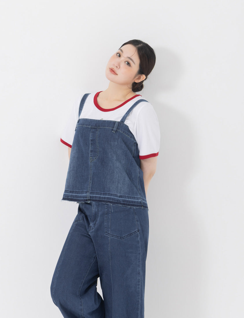 Tencel Denim Elastic Back Plus Size Strap Cami Vest