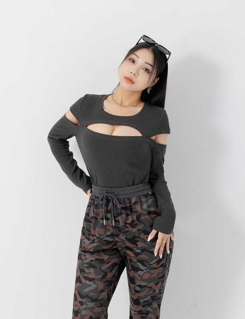 MUA! Cool Camo Drawstring Stitch Plus Size Flare Pants