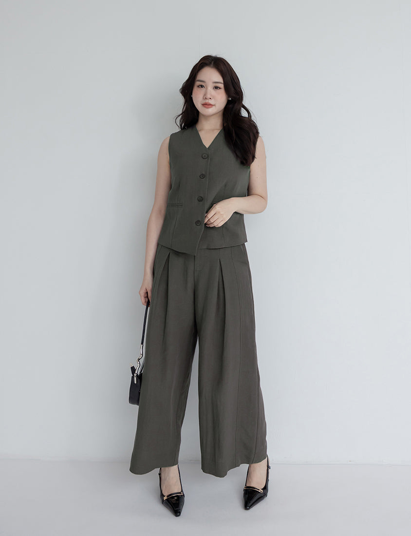 MISS. Tencel Linen Tailored Plus Size Vest