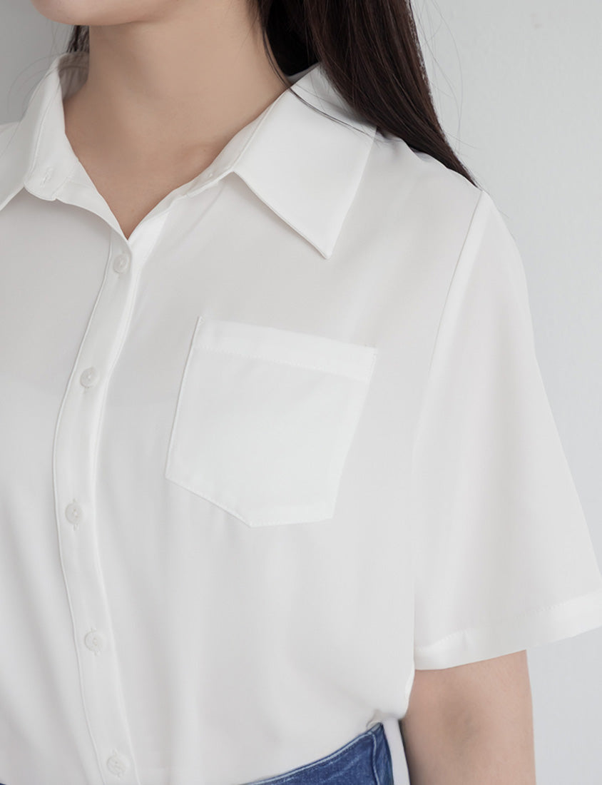 MISS. Silky Cool Classic Morandi Plus Size Shirt