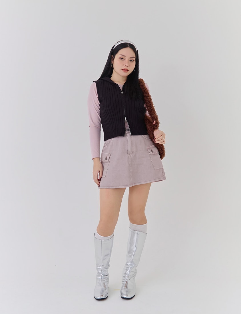 Round Neck Colorblock Topstitch Plus Size Slim Fit Top