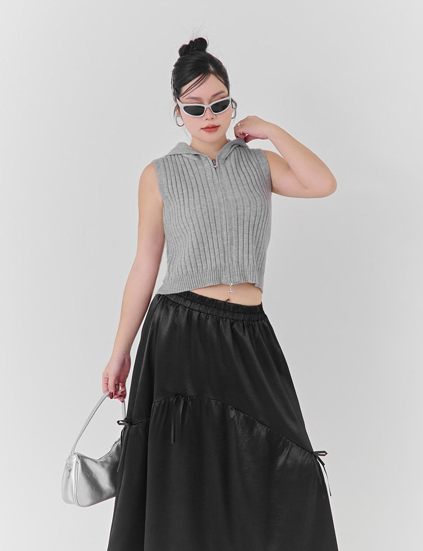 Double-Zip Hooded Plus Size Knit Vest
