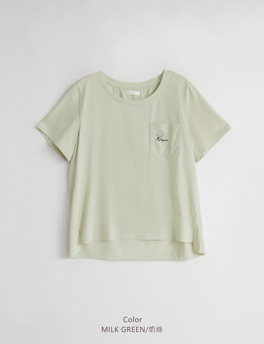 Silky Cool Floral Embroidery Plus Size Tee