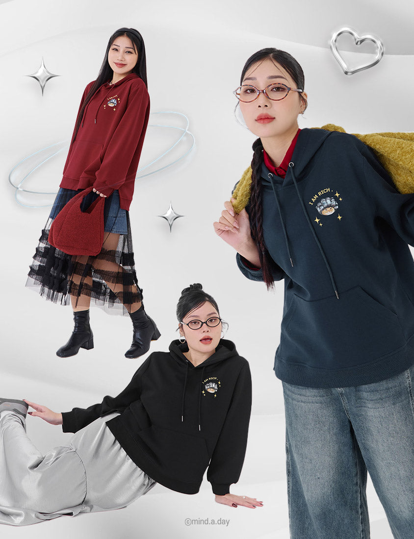 Lucky Cover Cat Embroidered Hoodie (Unisex) (MIND.A.DAY Collaboration)
