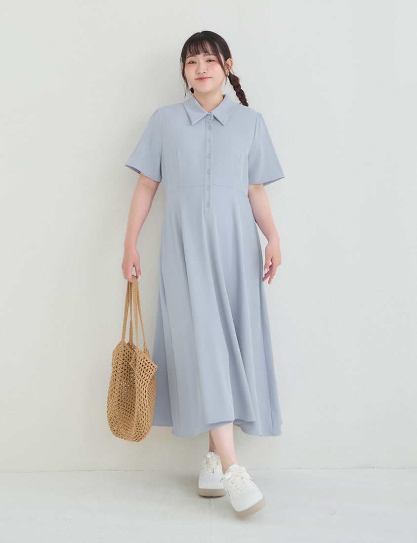 Silky Cool Slim Fit Plus Size Shirt Dress