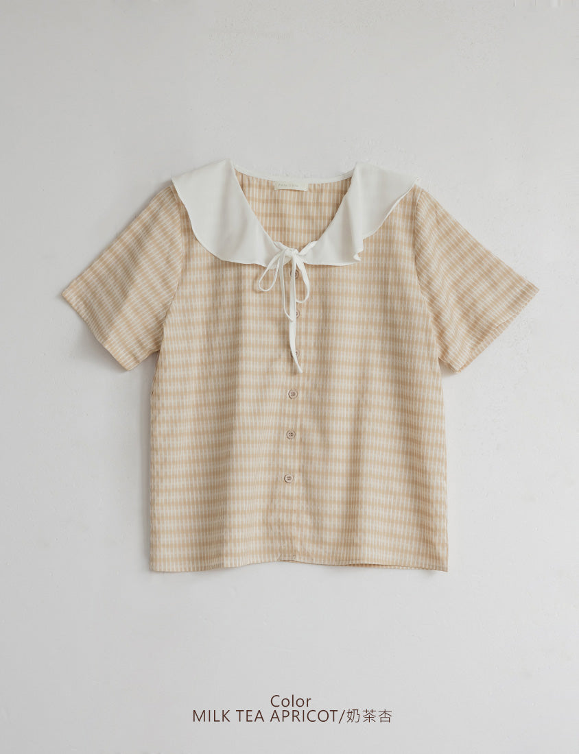 Fresh Contrast Ruffle Plaid Plus Size Shirt