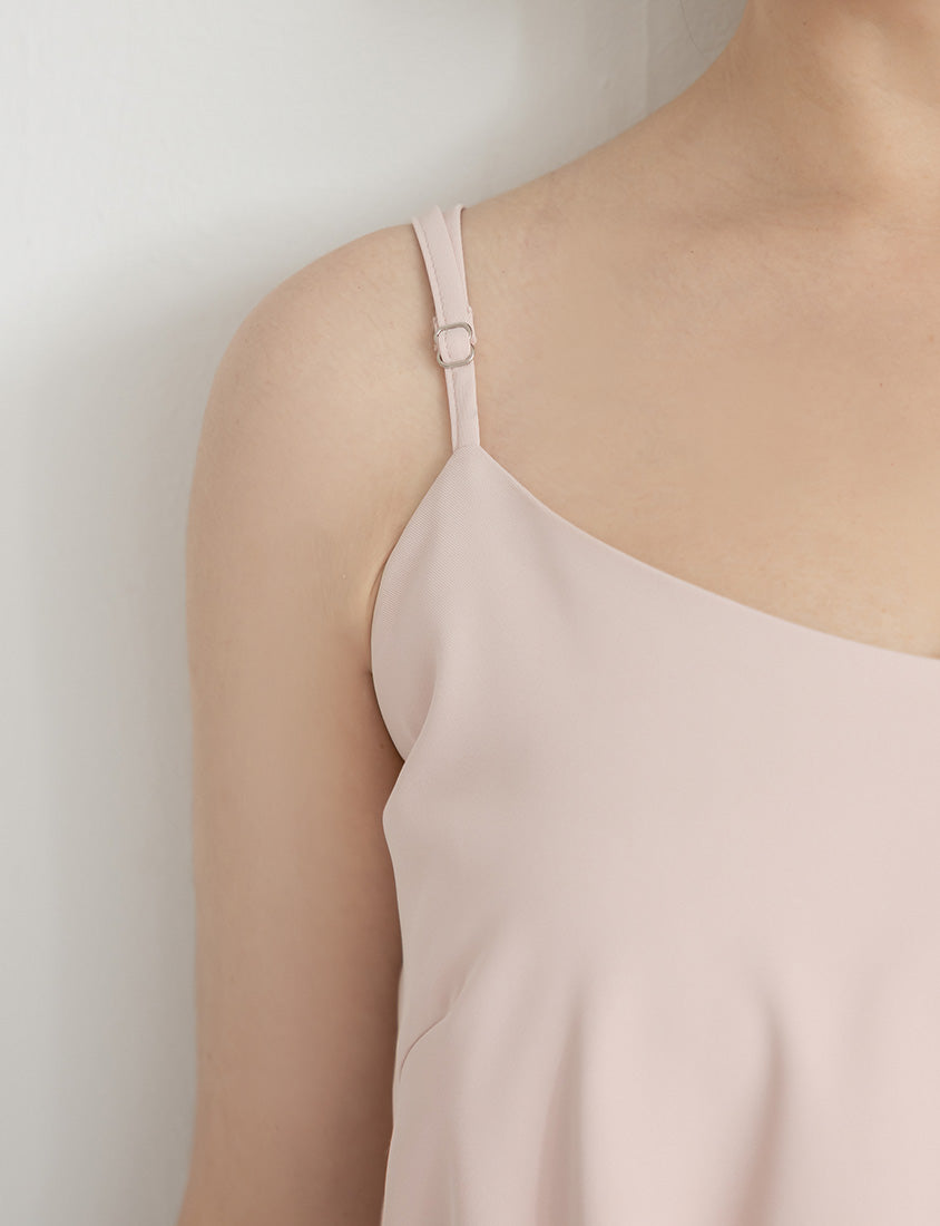 Wrinkle-Resistant A-Line  Plus Size Cami Maxi Dress (With Waist Tie)