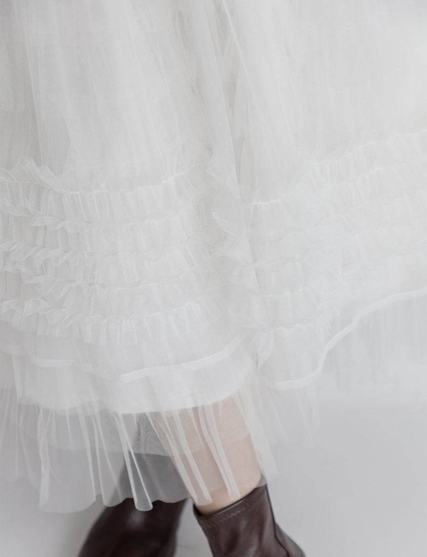MISS. Layered Tulle Tie Sheer Plus Size Vest