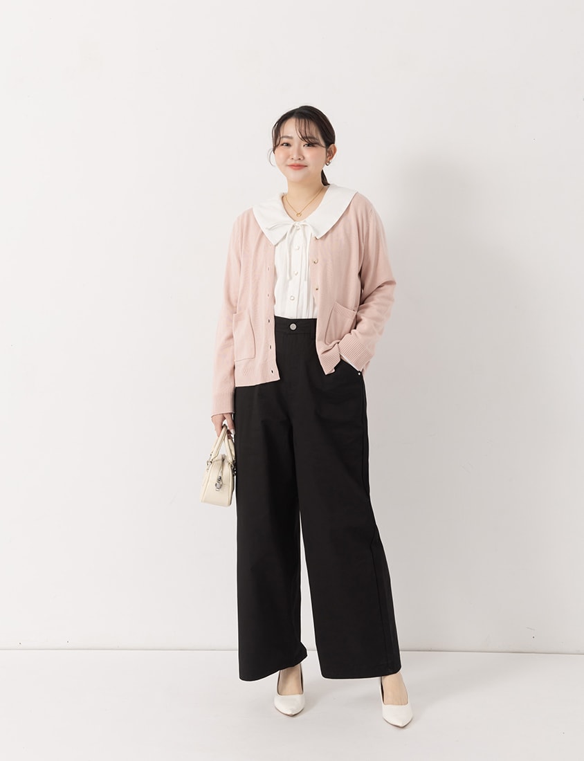 MISS. Elegant Velvet Collar Plus Size Long Sleeve Shirt
