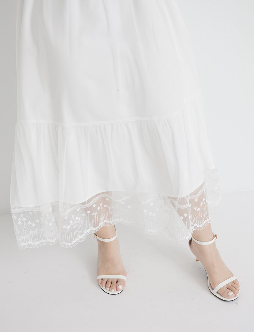 Romantic Adjustable Mesh Plus Size Cami Maxi Dress