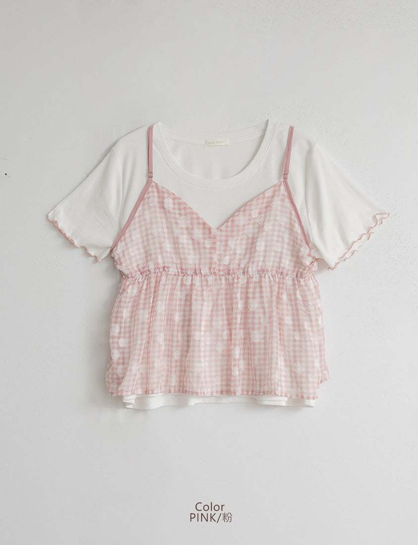 Playful Bubble Plaid Plus Size Two-Piece Set
