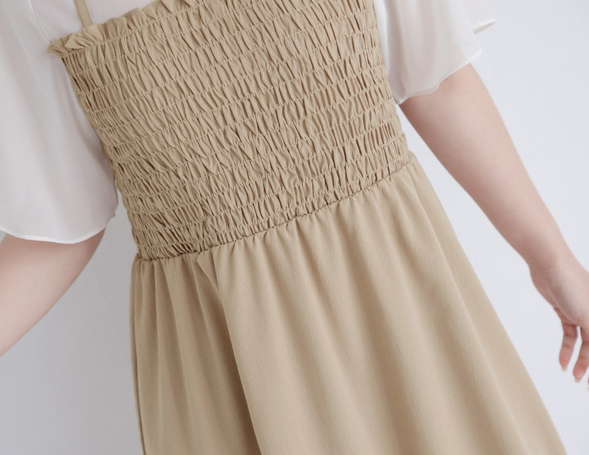 MISS. Faux Two-Piece Sheer Elastic Strap Plus Size Dress