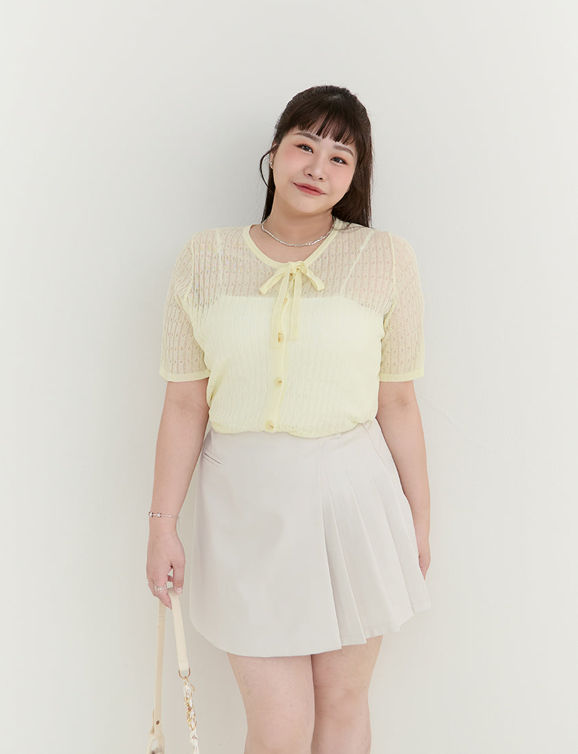 MISS. Lyocell Linen Ribbed Knit Plus Size Cardigan