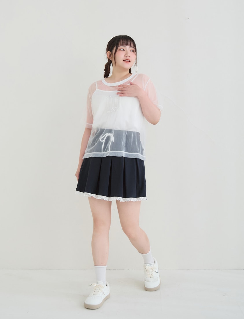 Sheer Mesh Sporty Top & Tank Plus Size Set