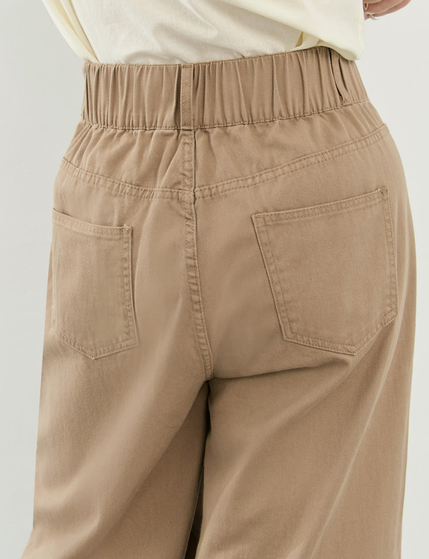 Standard Perfect Fit Twill Cotton Plus Size Wide Pants
