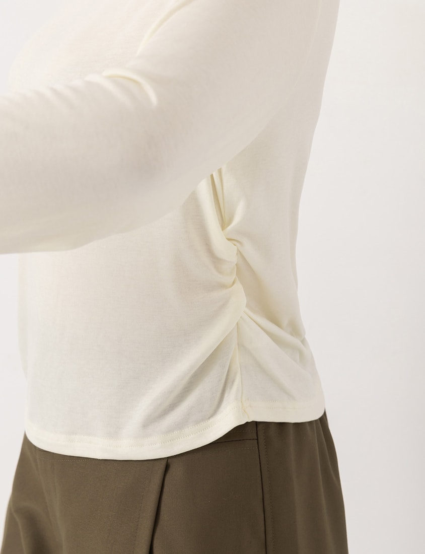 MUA! Semi Sheer TENCEL Wool Mock Neck Plus Size Long Sleeve Top