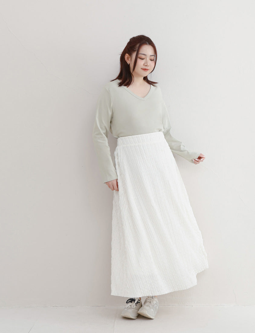 Soft Stretch Crinkled Elastic Waist Plus Size Maxi Skirt