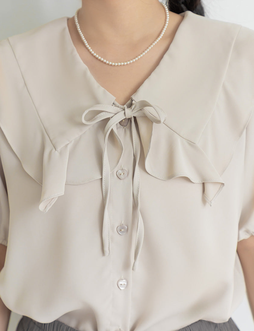 MISS. Ruffle Collar Chiffon Plus Size Shirt