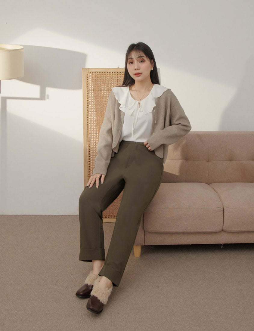 MISS. Boyfriend Style Cropped Cuffed Plus Size Tailored Pants