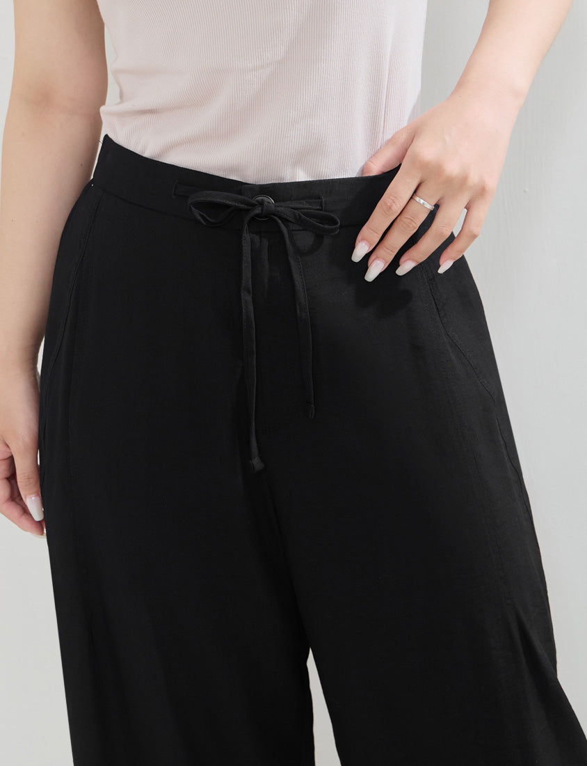 Lightweight Linen-Blend Plus Size Drawstring Pants