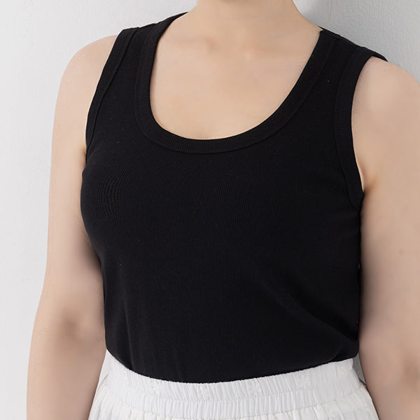 Basic Ribbed Sleeveless Plus Size Tank Top