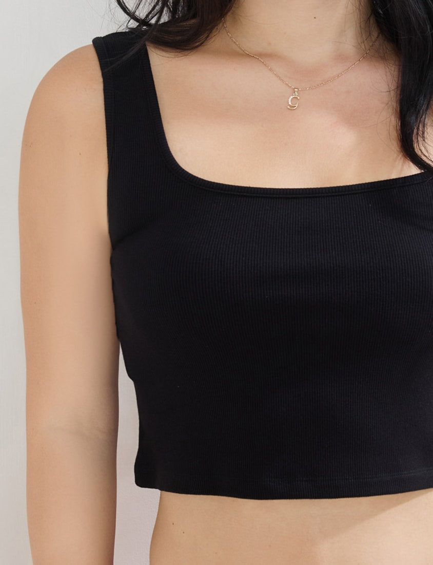 MUA! Open-Back Square Neck Plus Size Cropped Tank