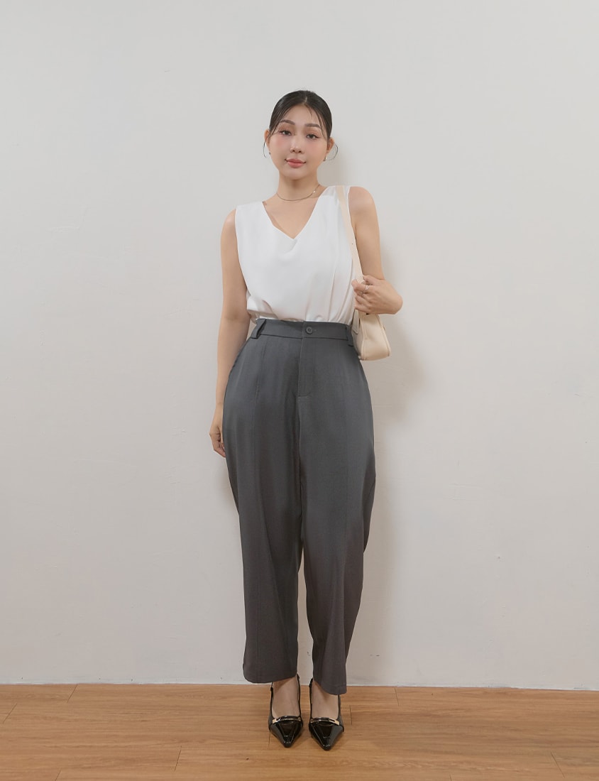 MISS. Minimal V-Neck Chiffon Wide Strap Plus Size Tank Top