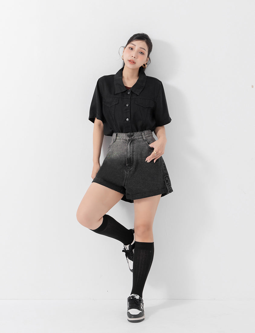 MUA! Gradient Cuffed Denim Plus Size Shorts