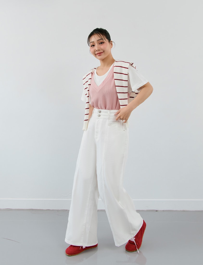 Pear-Shaped Friendly! Perfect Fit Twill Cotton Plus Size Wide Pants