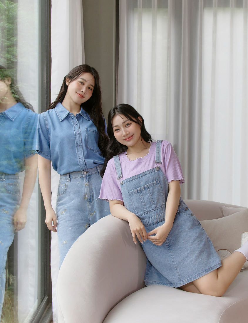 Playful Adjustable Denim Plus Size Overall Skirt