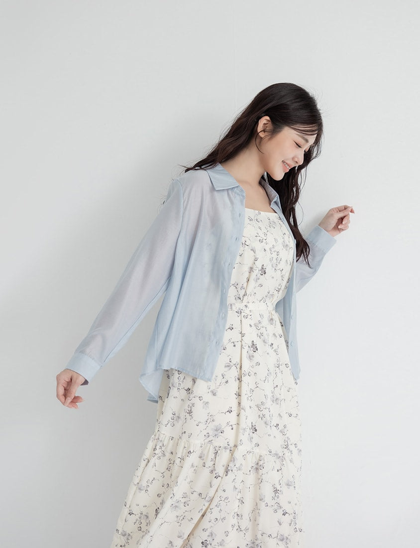 Elegant Floral Cami Strap Plus Size Maxi Dress (With Belt)