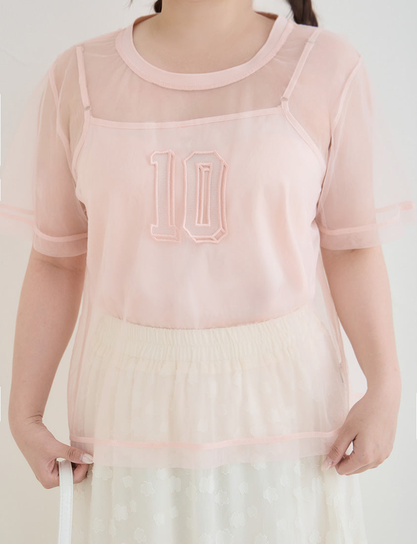 Sheer Mesh Sporty Top & Tank Plus Size Set