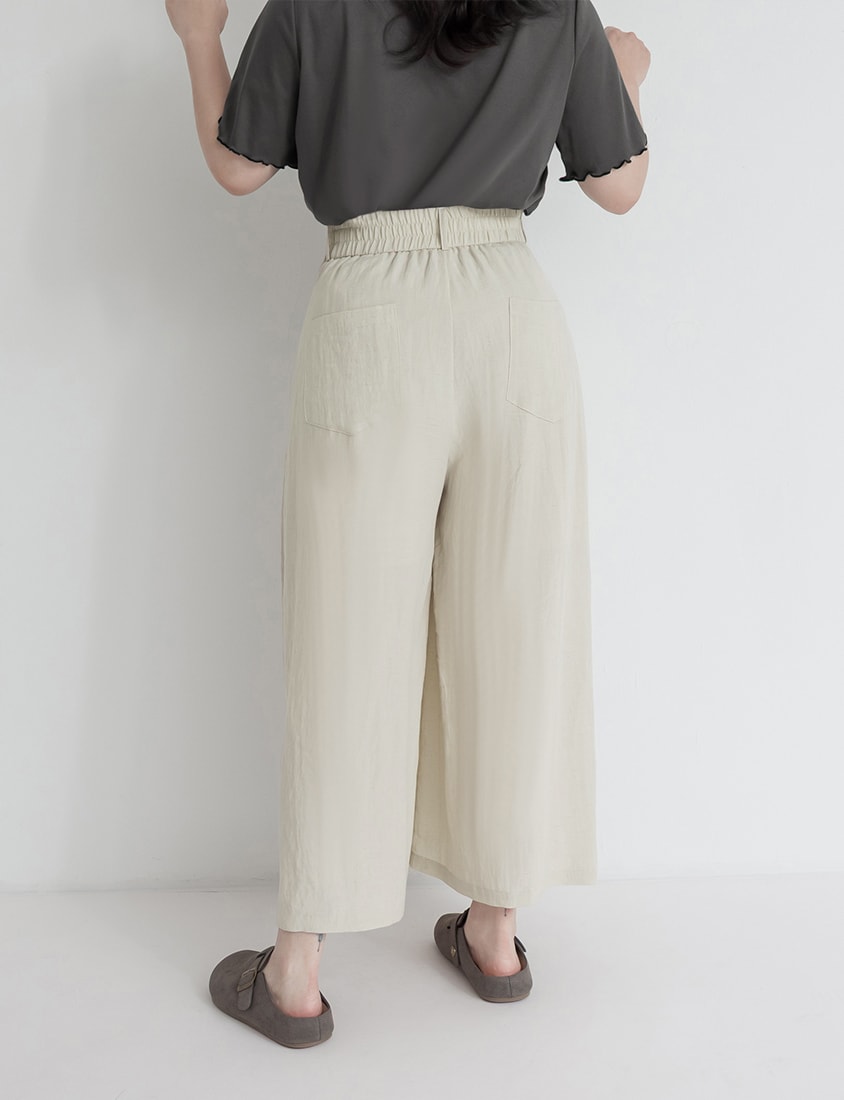 High Waist Slim Fit Lyocell Linen Cropped Plus Size Wide Leg Pants