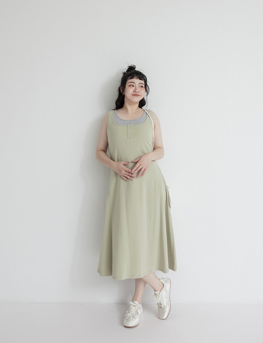 Skin-Friendly Stretch Faux Two Piece Plus Size Maxi Dress