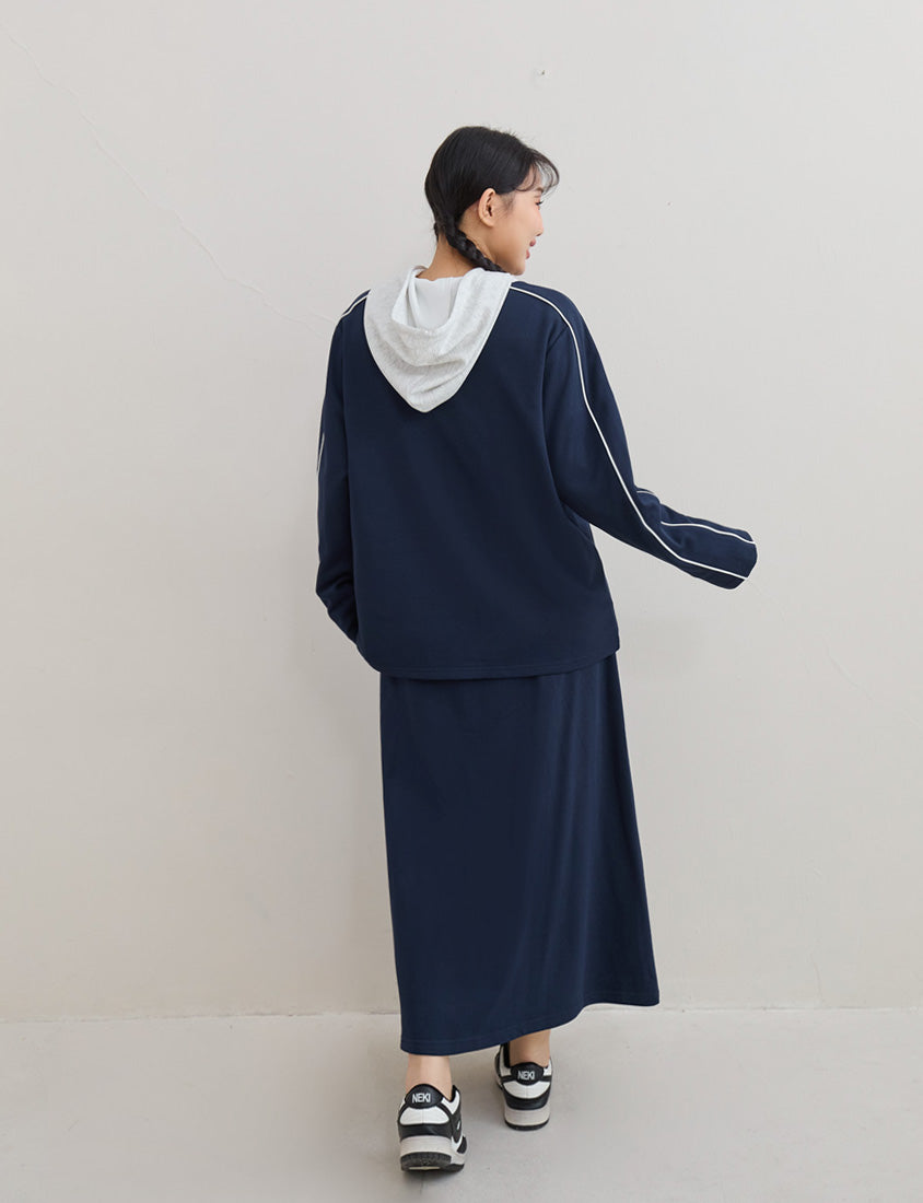 American Sporty Colorblock Oversized Long Sleeve Top (Unisex)
