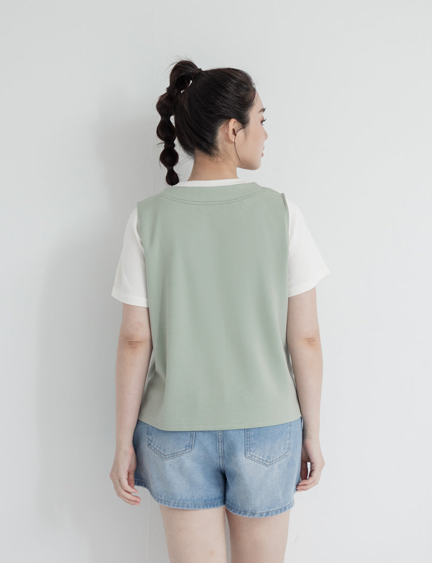 Instant Icy Cooling Cloud Cotton Faux Two Piece Plus Size Tee