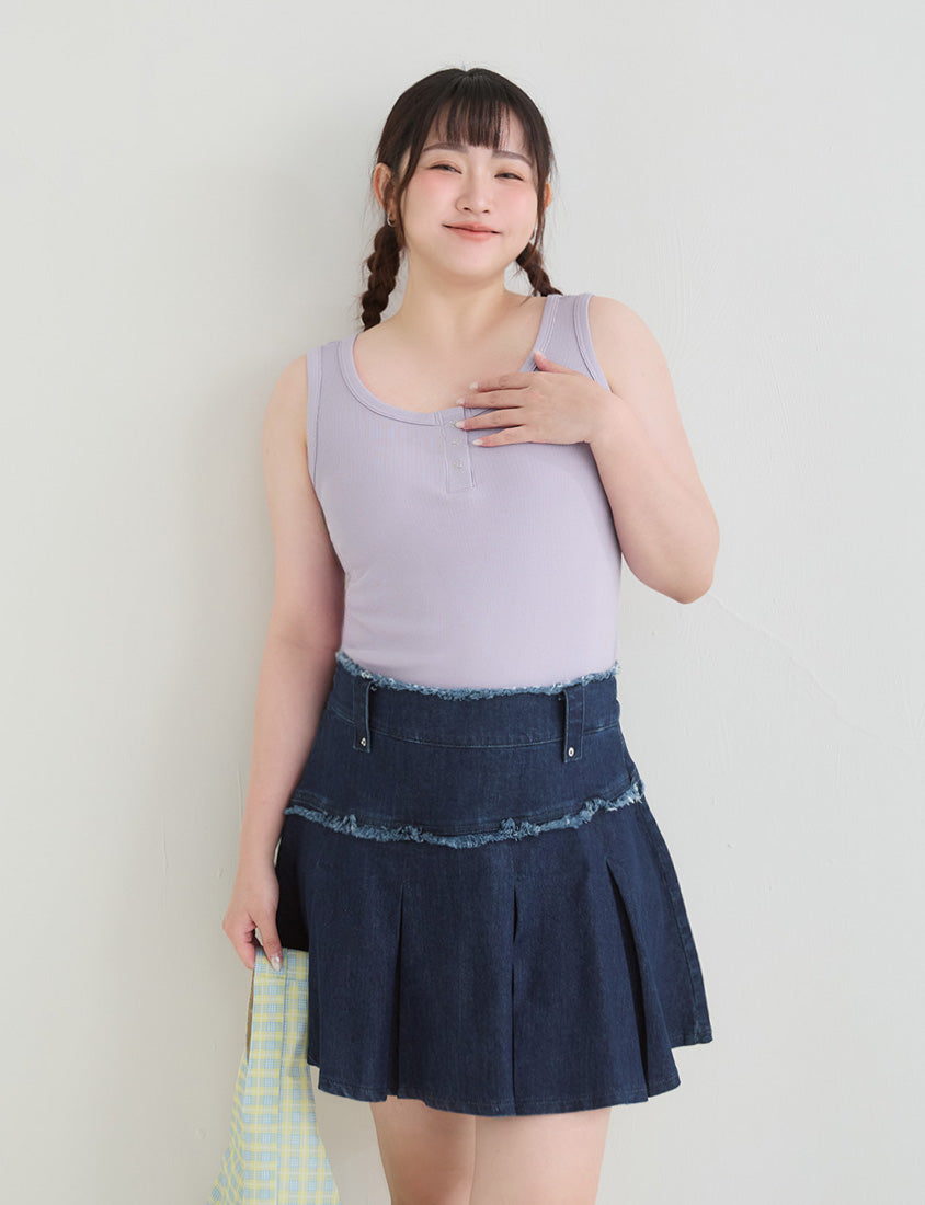 Cooling Lyocell Ribbed Crewneck Plus Size Tank Top