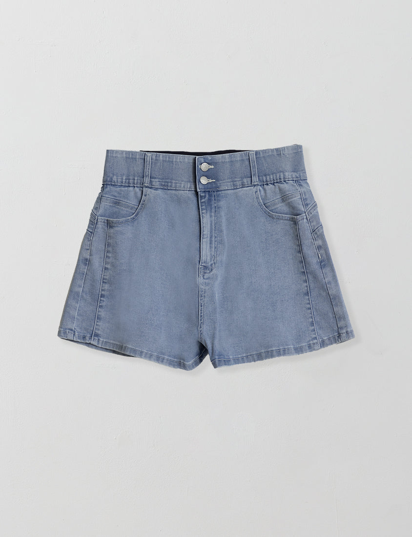 Slimming High Waist A-Line Plus Size Denim Shorts